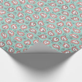 Katze Paisley - Korallen und Minze Geschenkpapier (Ecke)