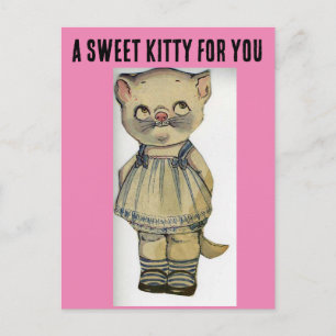 KATZE PAPIER PUPPE VINTAGE SÜßE KATZE POSTKARTE