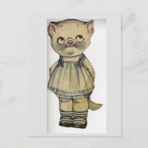 KATZE PAPIER PUPPE VINTAGE SÜßE POSTKARTE
