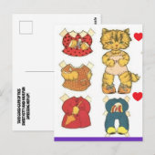 KATZE PAPIERPUPPE VINTAGE POSTKARTE (Vorne/Hinten)