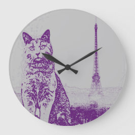 Katze Paris Chartreux Große Wanduhr