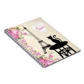 Katze Paris Je T'aime und Eiffelturm-Notizbuch Notizblock (Rechte Seite)