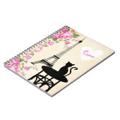 Katze Paris Je T'aime und Eiffelturm-Notizbuch Notizblock (Linke Seite)