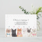 Katze Party Einladung, Katze zum Geburtstag Einlad Einladung (Stehend Vorderseite)