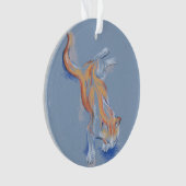 Katze Pastel Orange und weiße Tablette auf blauem Ornament (Vorderseite)