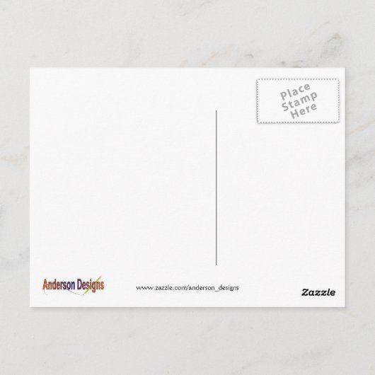 Katze Pastel Orange und weiße Tablette auf blauem Postkarte (Rückseite)