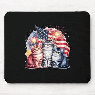 Katze Patriotisch Amerika Katzen Usa-Flagge Feuerw Mousepad