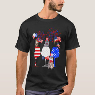 Katze Patriotisch Usa-Flagge 4. Juli Gläser Wein T-Shirt
