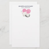 Katze Person Text Niedlich White Kitty Cat Schlafe Briefpapier (Vorne/Hinten)