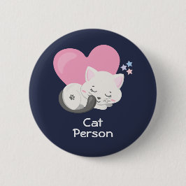 Katze Person Text Niedlich White Kitty Cat Schlafe Button