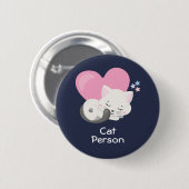 Katze Person Text Niedlich White Kitty Cat Schlafe Button (Vorne & Hinten)