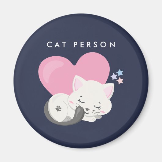 Katze Person Text Niedlich White Kitty Cat Schlafe Magnet (Vorne)