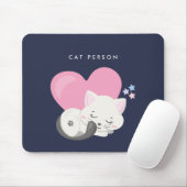 Katze Person Text Niedlich White Kitty Cat Schlafe Mousepad (Mit Mouse)