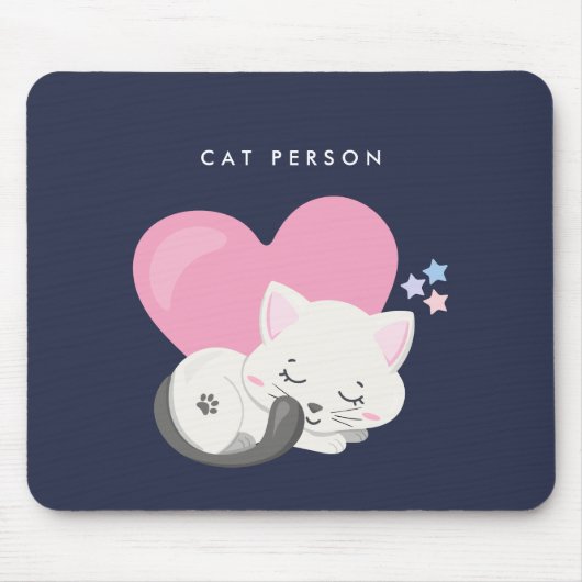 Katze Person Text Niedlich White Kitty Cat Schlafe Mousepad (Vorne)