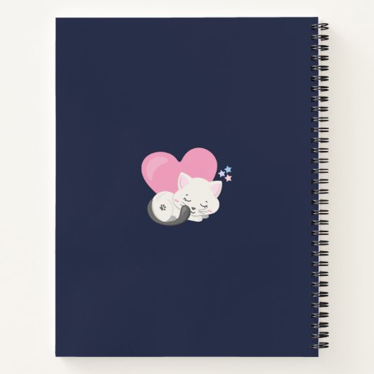 Katze Person Text Niedlich White Kitty Cat Schlafe Notizblock (Rückseite)