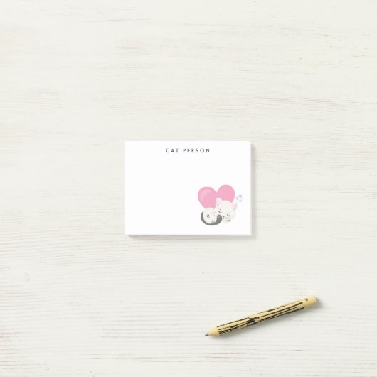 Katze Person Text Niedlich White Kitty Cat Schlafe Post-it Klebezettel (Auf Schreibtisch)