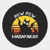 Katze - Pew Pew Madafakas Crazy Sommerkatze mit Ka Runder Aufkleber (Vorderseite)