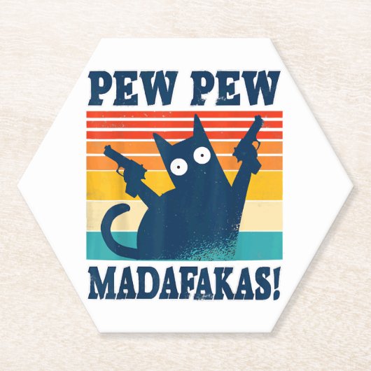 Katze Pew Pew Madafakas Verrückte Katze Gewehr Untersetzer (Vorderseite)