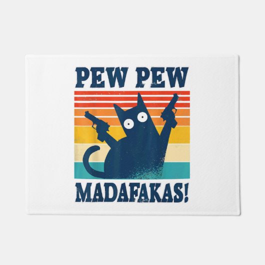 Katze Pew Pew Madafakas Verrückte Katzenwaffe Fußmatte (Vorderseite)