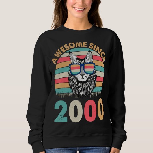 Katze Phantastisch seit 2000 glücklich Geburtstag Sweatshirt (Vorderseite)