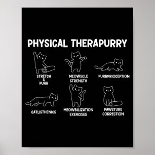 Katze Physiotherapie Purrry Witze Calisthenics Kör Poster