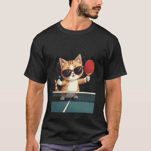 Katze Ping Pong T-Shirt (Vorderseite)