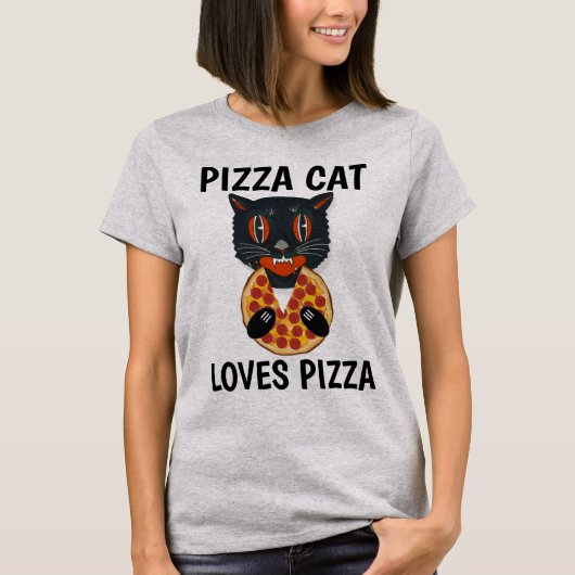 KATZE, PIZZA, Funny T - Shirt (Vorderseite)