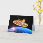 KATZE PIZZA IM RAUMFAHRT GEBURTSTAGSKARTE KARTE (Gelbe Blume)