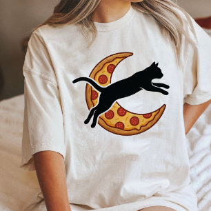 Katze Pizza Mond Silhouette Design Tri-Blend Shirt
