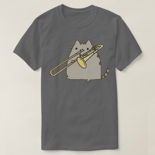 Katze Playing Trombone Saxophon T-Shirt (Design vorne)