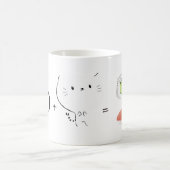 Katze plus Sushi entspricht Niedlichkeit! Kaffeetasse (Mittel)