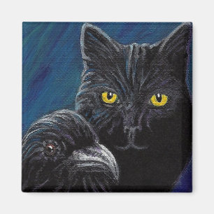 Katze Poes u. Raben-Magnet Magnet