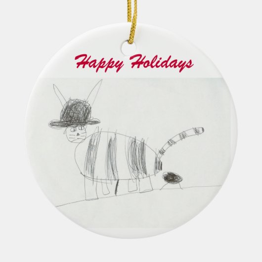 Katze Poo Verzierung Keramikornament (Vorne)