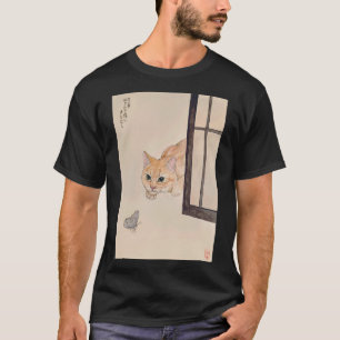 Katze Portrait Malerkatze und Schmetterlingsfarbe T-Shirt