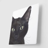 Katze, Portrait von Gus Quadratische Wanduhr (Winkel)