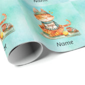 Katze Posing Yoga Geschenkpapier (Rolleneckpunkt)