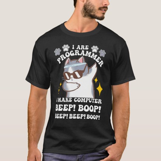 Katze Programmierer Computer ich bin Programmierer T-Shirt (Vorderseite)