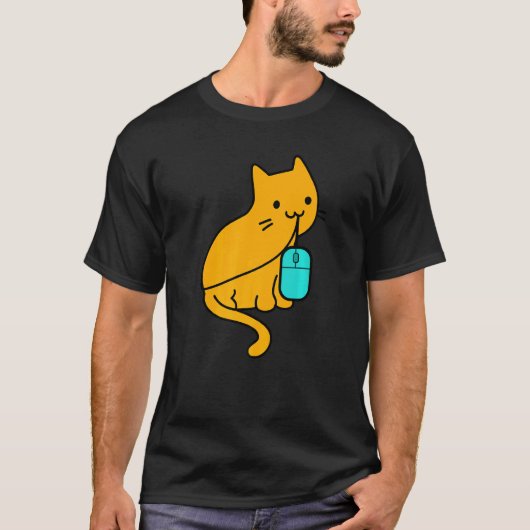 Katze Programmierer Gamer isst PC Gaming Maus T-Shirt (Vorderseite)