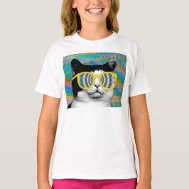 KATZE PSYCHEDELIC MIT SUNGLASSEN T-Shirt