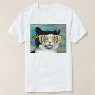 KATZE PSYCHEDELIC MIT SUNGLASSEN T-Shirt
