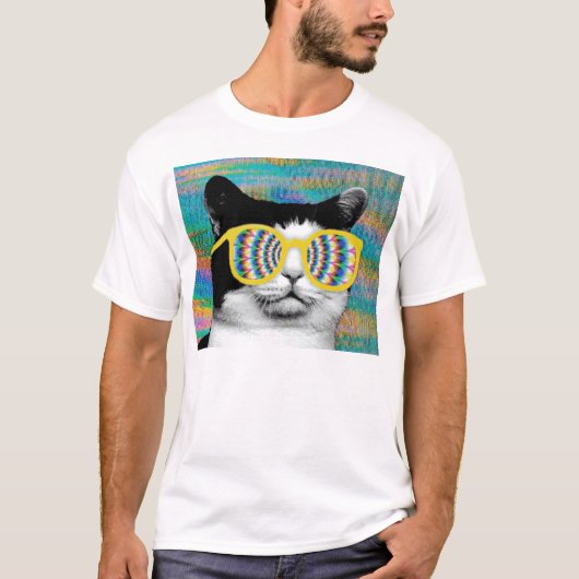 KATZE PSYCHEDELIC MIT SUNGLASSEN T-Shirt (Vorderseite)