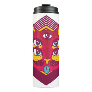 Katze Psychedelisch Thermosbecher