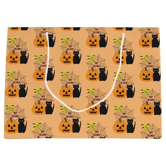 Katze & Pumpkin Halloween Große Geschenktasche Große Geschenktüte (Vorderseite)
