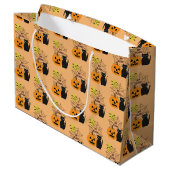 Katze & Pumpkin Halloween Große Geschenktasche Große Geschenktüte (Rückseite Schrägansicht)