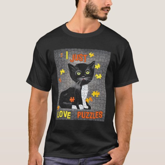 Katze Puzzle Liebe T-Shirt (Vorderseite)