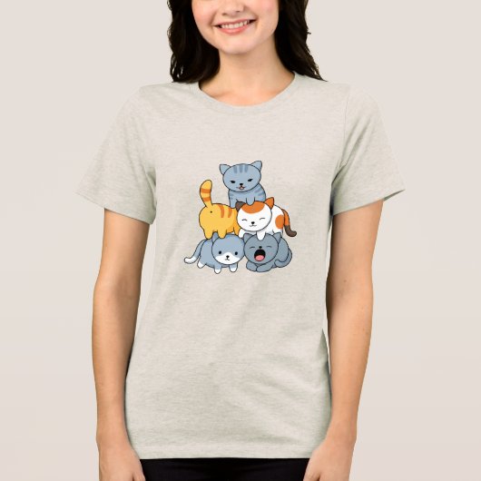 Katze Pyramid - Gruppe der Katzen Tri-Blend Shirt (Vorderseite)