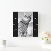 Katze Quadratische Wanduhr (Zuhause)