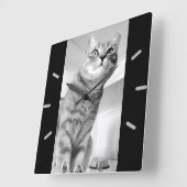 Katze Quadratische Wanduhr (Winkel)