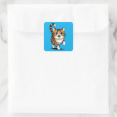 katze quadratischer aufkleber (Tasche)