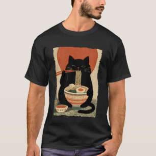 Katze Ramen Ästhetik Japanische Ukiyo-e Kunstwerke T-Shirt